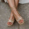 Gold wedding sandal with small heel