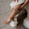 Gold wedding sandal with small heel