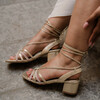 Gold wedding sandal with small heel