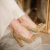 Gold glitter pumps