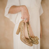 Gold glitter pumps