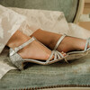 Silver bridal sandal with a small heel