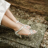 Silver bridal sandal with a small heel