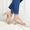 Salomé plateforme en velours vieux rose et irisé champagne