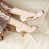 Salomé plateforme en velours rose ballerine et irisé or rose