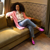 mocassin plat rose fuchsia coloré
