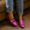 mocassin plat rose fuchsia coloré