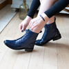 Bottine Billie en cuir lisse et vernis marine, glitter starlight.