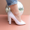 Escarpin en fines paillettes blanches