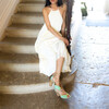Sandale vert d'eau talon femme