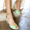 Sandale vert d'eau talon femme
