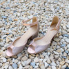 Sandale Charlotte en fines paillettes or blond et irisé or rose