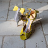 Charlotte high en velours jaune et glitter argent