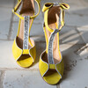 Charlotte high en velours jaune et glitter argent