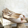 Sandale Charlotte plate en fine paillette or blond et irisé or rose