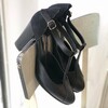 Salomé en cuir lisse et velours noir