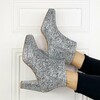 Bottine à plateforme en glitter argent