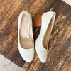 escarpin petit talon blanc et marron