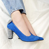 Escarpin bleu talon paillette