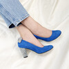 Escarpin bleu talon paillette