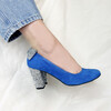 Escarpin bleu talon paillette