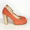 Escarpin plateforme en velours corail foncé