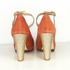 Escarpin plateforme en velours corail foncé