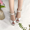 Sandale talons en fine paillette blanche et or blond