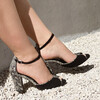 Sandales velours noir et python
