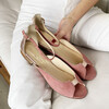 Sandales plates rose poudré bride cheville