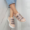 Baskets scratchs beige rosé paillettes multicolores