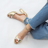 Sandale plateforme doré irisé cuir blanc