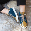 Baskets bleu canard et bronze