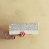 Pochette sac bandoulière cuir blanc glitter paillettes argent