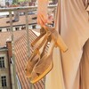 Salomé brides croisées à plateforme en velours camel et cuir lisse camel