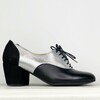 Heeled Oxford in black and silver