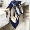 Salomé en velours marine et irisé océan