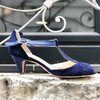 Salomé en velours marine et irisé océan