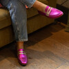 mocassin plat rose fuchsia coloré