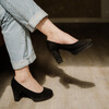 Escarpin plateforme en velours et glitter noir