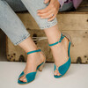 Charlotte High en velours turquoise foncé, paillettes or blond
