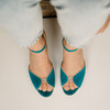 Charlotte High en velours turquoise foncé, paillettes or blond