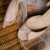 Charlotte High en cuir lisse beige rosé, or blond