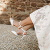 Charlotte High en fines paillettes et cuir lisse blanc