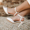 Charlotte High en fines paillettes et cuir lisse blanc