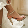 Salomé plateforme ouverte en velours blush et paillettes or blond