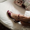 Charlotte High en velours grenat et paillettes or blond