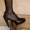 Salomé en cuir noir, glitter starlight et rouge.