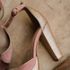 Charlotte plateforme en velours rose thé et champagne