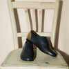 Richelieu plat en cuir lisse marine et paillettes champagne